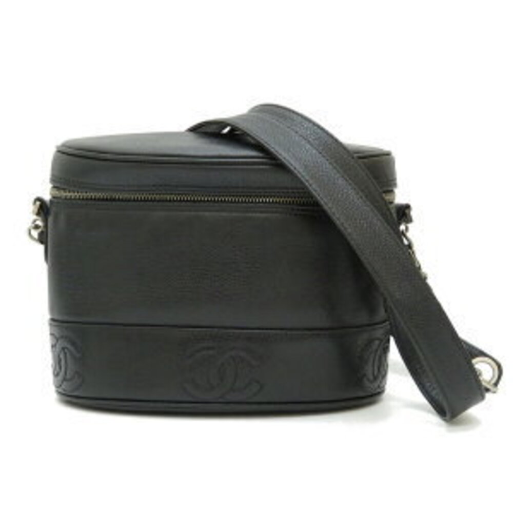 CHANEL Triple Coco Chain Shoulder Bag Circa Caviar Skin Black IMoDx